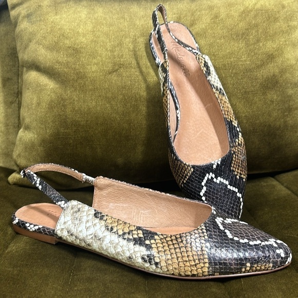 Madewell The Margot Slingback Flat in Snake Embossed Leather with strap flaws - Picture 12 of 14